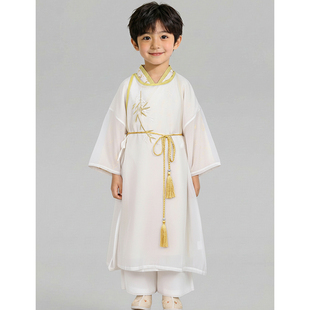 宋制圆领汉服男童春秋儿童唐装广袖长袍国风男孩古装秋季高端