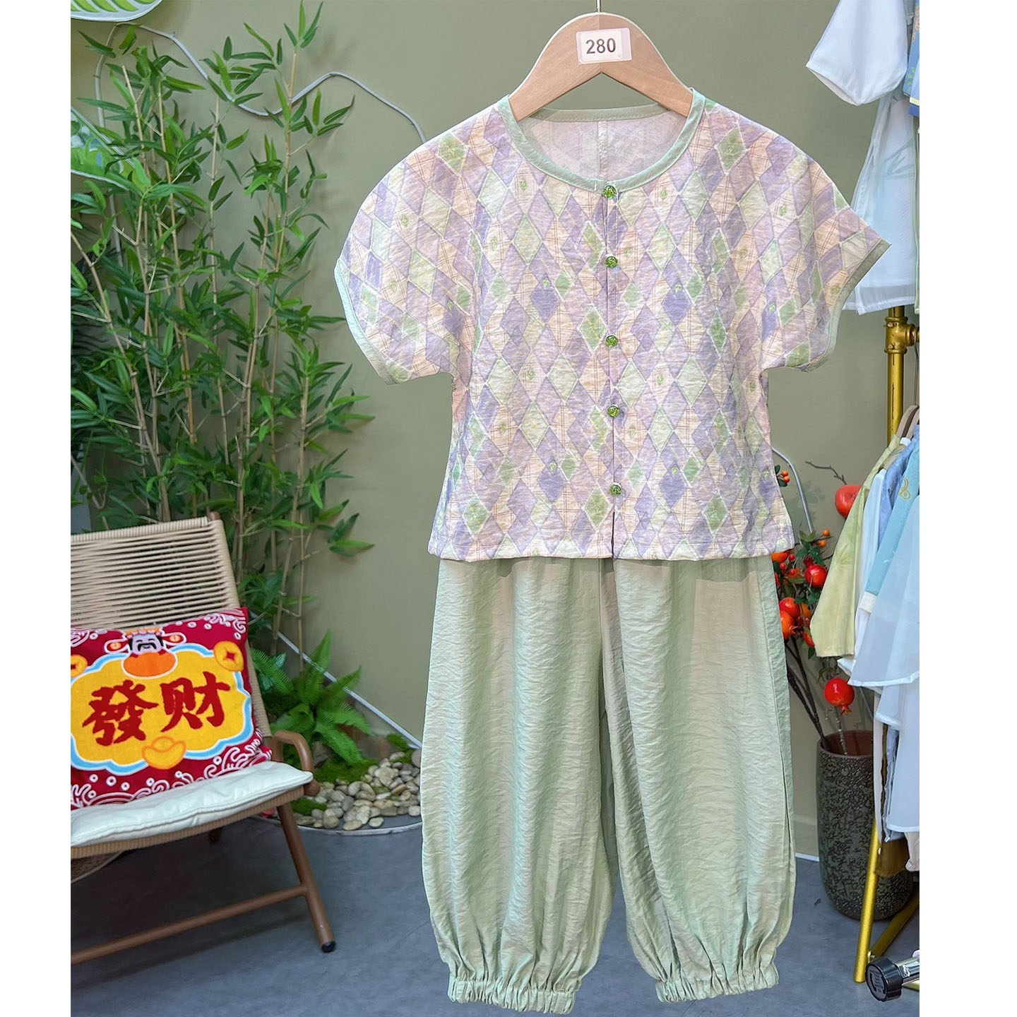 男女童汉服儿童宋制日常圆领短袖唐风轻薄古风夏装套装中国风古装