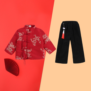 190清仓男女童拜年服冬季夹棉加厚国风过年服宝宝喜庆新年套装