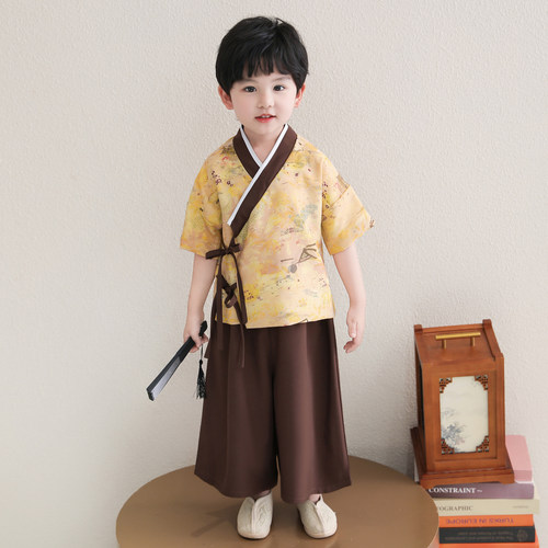 夏季男童交领汉服清凉裤装