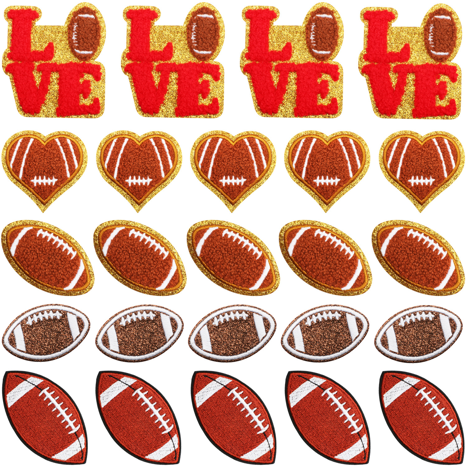 橄榄球刺绣包装饰补丁贴格力特桃心毛巾绣橄榄球刺绣章仔背胶