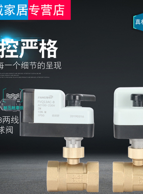 FVQ13微型二线电动球阀二通AC220v两线断电复位常开 闭代替电磁阀