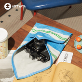 原创多功能相机包裹化妆包自粘收纳 气条纹百贴布 蚊字有局 春日元