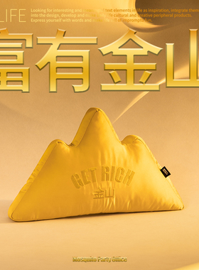 艺术鸭 创意轻奢靠山抱枕沙发午睡靠枕办公室工位靠垫「金山」W