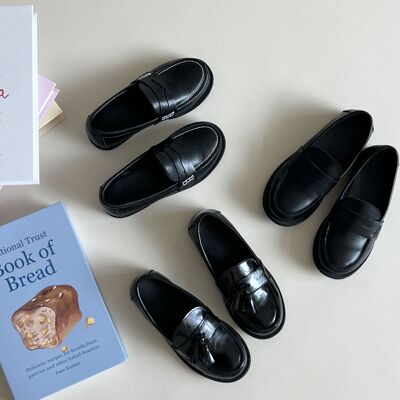 头层牛皮乐福鞋男女童儿童学院风