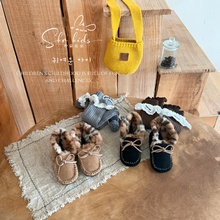 儿童雪地靴冬季韩版女童加绒公主鞋真皮毛毛鞋加厚保暖雪地棉短靴