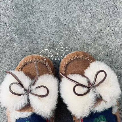 2025秋冬新款韩范牛皮加绒保暖男女宝宝棉靴婴童软底鞋冬季雪地靴