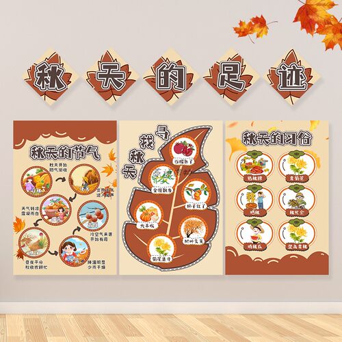 秋天主题墙环创幼儿园小学班级装饰黑板报布置材料走廊文化墙贴