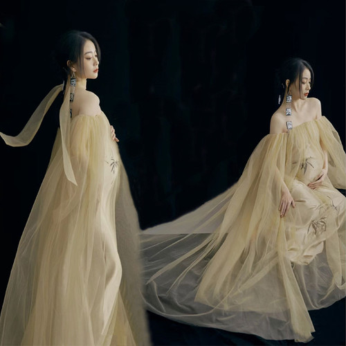 影楼新款小清新主题甜美大肚照孕妈咪室内个人写真摄影艺术照服装