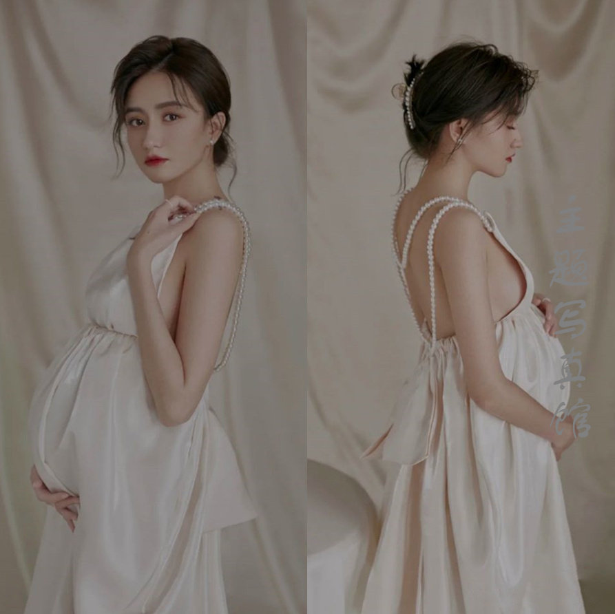 影楼孕妇照片写真服装清纯少女小清新孕妈咪大肚摄影拍照吊带礼服