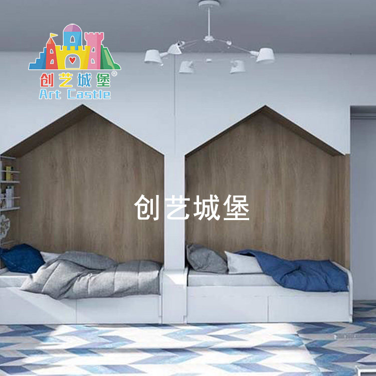 创艺城堡简约定制实木单人床房子造型女孩床组合男孩子母床双人床