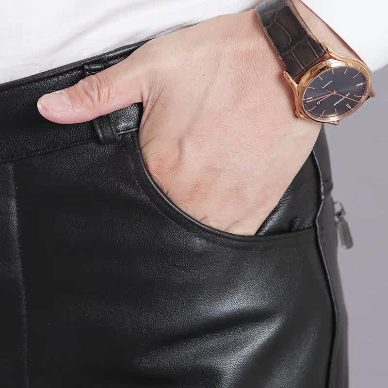 Pantalon cuir homme droit pour hiver - Ref 1491757 Image 4