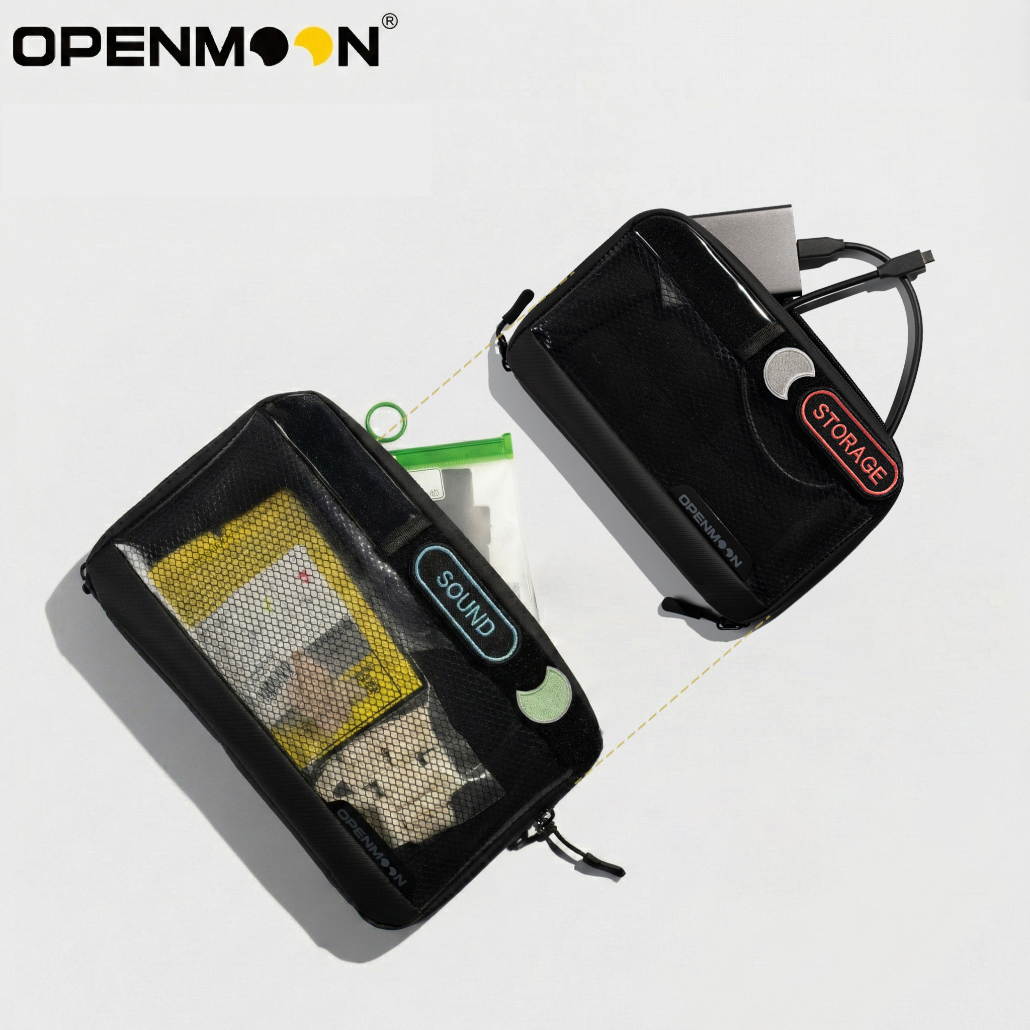OPENMOON透明收纳包 摄影配件线材整理透明可视分层包中包防泼水