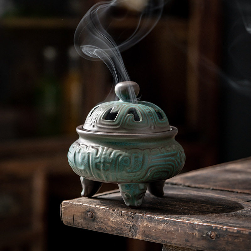 青司局 青铜纹陶瓷香炉  古纹香薰炉 熏香沉香盘 香炉香道檀香炉