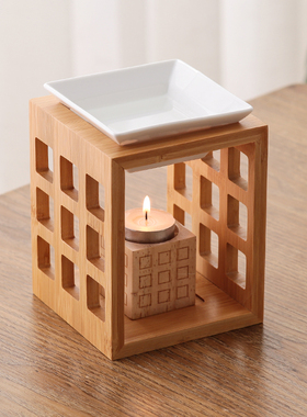 青司局 设计款九宫格 蜡烛香薰灯楠竹香炉陶瓷精油灯家用美容院