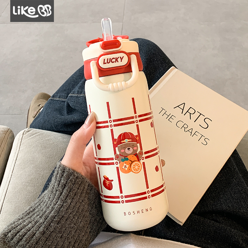 316保温杯女生吸管双饮水杯女2025新款高颜值不锈钢便携学生杯子