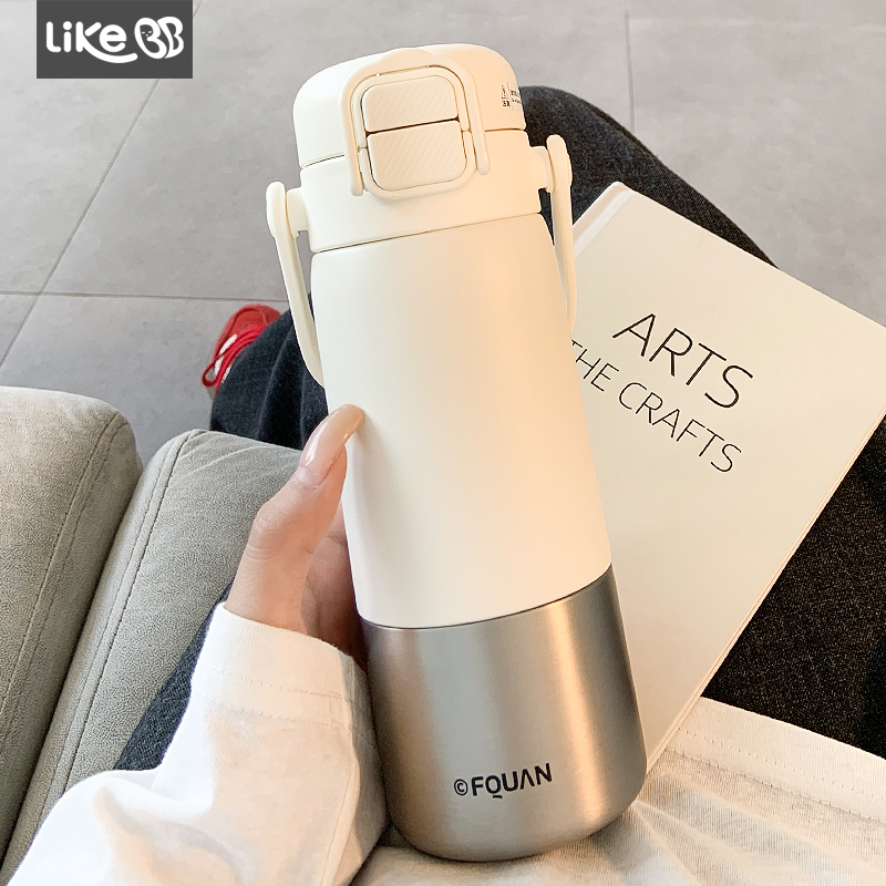 简约保温杯女生高颜值水杯女新款2025带盖女士办公室不锈钢杯子男