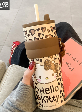 hellokitty保温杯女生带吸管水杯女新款2025高颜值可爱大容量杯子
