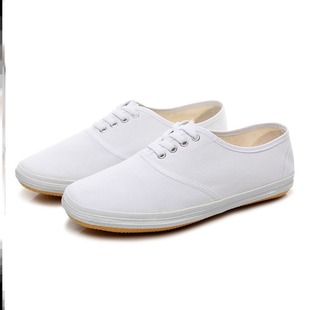 春季夏天六一透气帆布小学生运动会小白鞋女童男孩系带跑步田径鞋