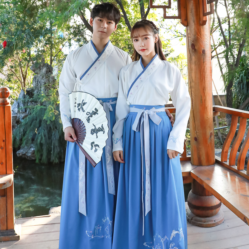 新款武侠男汉服元素套装文艺中国风情侣cp套装学生班服团体演出服