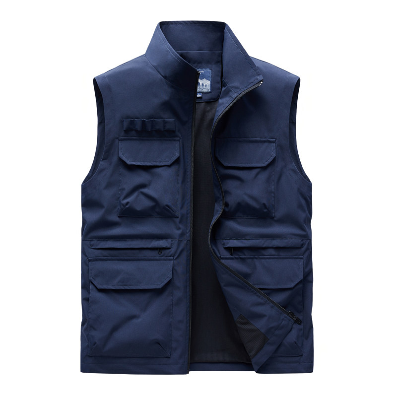 2026薄款登山工装马甲男立领拉链多口袋户外背心深蓝色宽松工装风,男装,常规马甲,淘宝优惠券,粉丝福利购,淘宝优惠卷