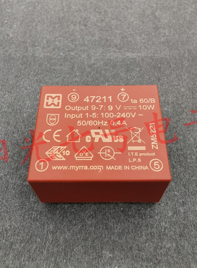 MYRRA 47211 100-240Vac转9Vdc 0.4A 10W 电源变压器