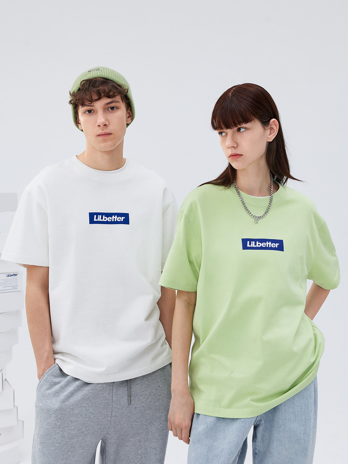 Lilbetter纯棉短袖男女夏季印花休闲t恤上衣简约百搭半袖ins 潮流