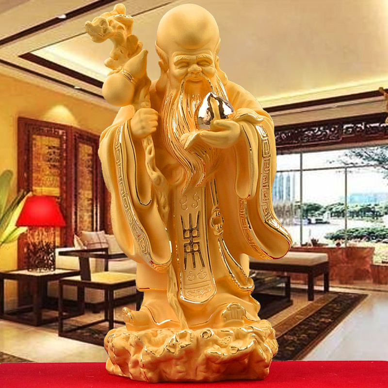 千足镀金寿星公摆件