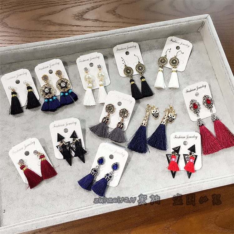 韩版东大门新款流苏耳环时尚复古珍珠气质耳饰品韩版耳坠