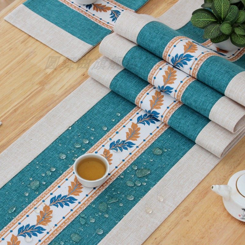 印花防水布艺茶席桌旗绣花边餐厅现代简约国风茶几旗长条新中式,居家布艺,茶席,淘宝优惠券,粉丝福利购,淘宝优惠卷