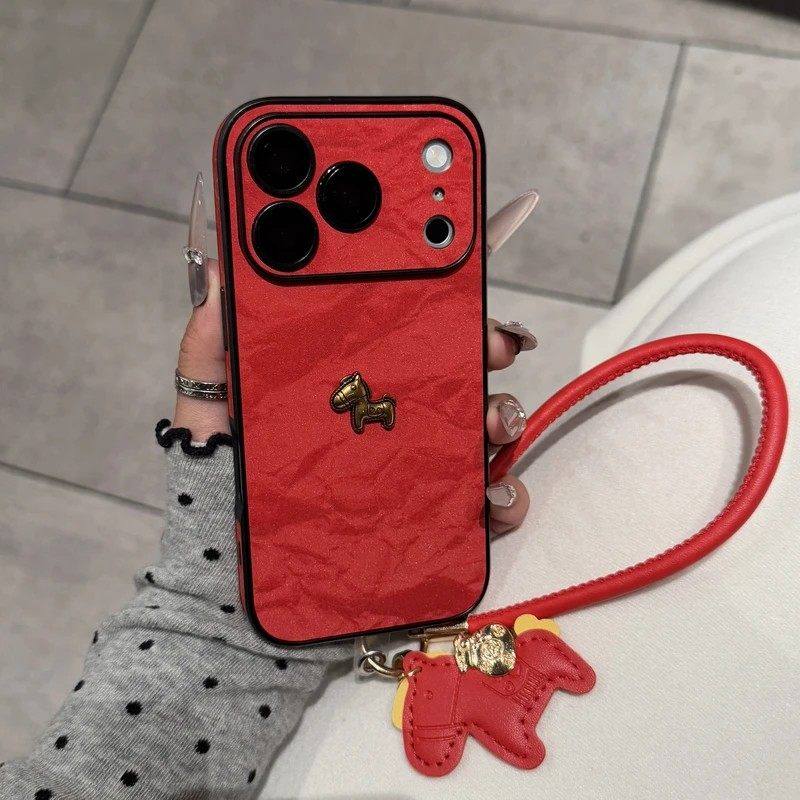 马年皮纹小马适用苹果17pro手机保护壳iPhone16pro新年款15pro高级感14pro高档皮质13手提17promax防摔套,3C数码配件,手机保护套/壳,淘宝优惠券,粉丝福利购,淘宝优惠卷