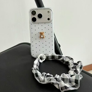 波点立体棕小熊适用OPPOReno16Pro手机保护壳女15141312防摔10高级9小众7/8保护套一加ACE6新款findx9ultra