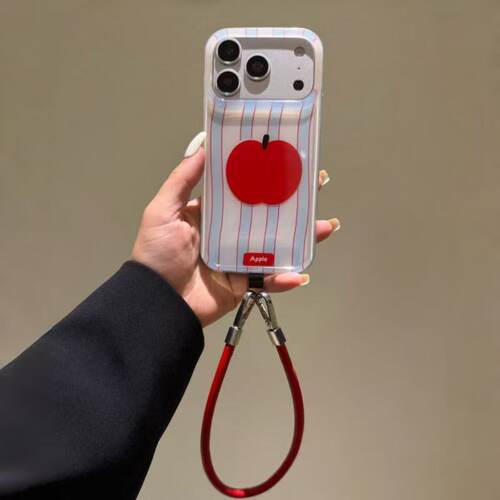 蓝色条纹红苹果适用OPPOReno15Pro手机壳女Reno13/14防10高级9pro小众7/8保护套一加ACE6新款findx9创意