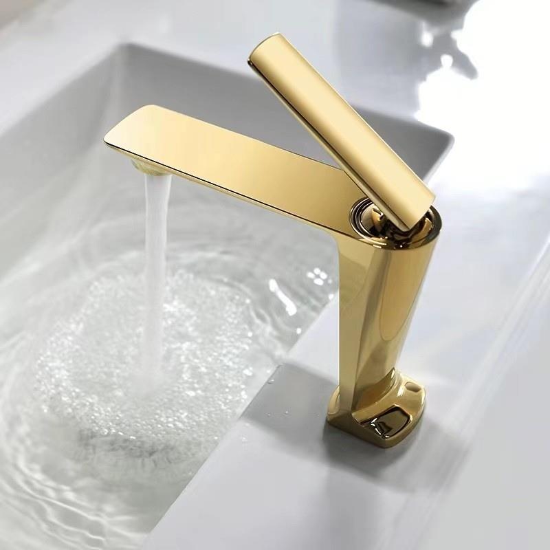 高端金色轻奢全铜单孔面盆龙头