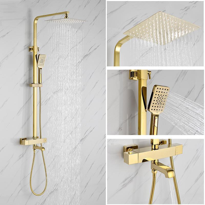 金色恒温淋浴花洒套装
