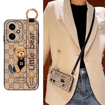 Icool适用荣耀400卡通熊斜背皮壳