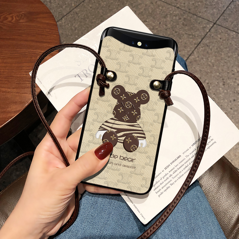 Icool适用潮牌熊OPPOFindX小熊手机壳findx条纹熊保护套斜挎挂绳硅胶套女机器熊壳网红款