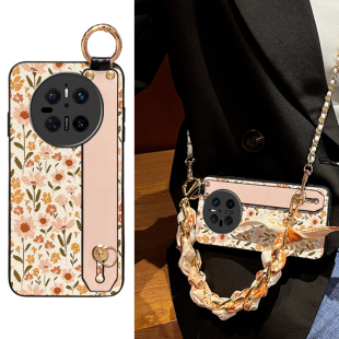 Icool适用华为mate80小雏菊手机皮壳60pro 腕带支架70air印花荔枝纹MATE50RS丝巾手提40rs保护套30斜背挂绳20