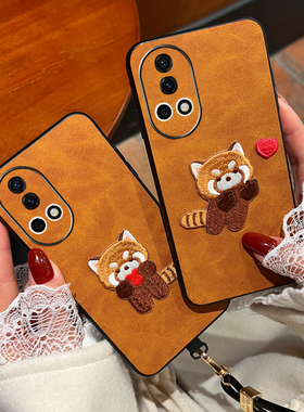 Icool适用华为nova15刺绣小熊猫14ultra手机壳13pro可爱熊皮12外壳NOVA11PRO保护皮套10送挂绳7/6全包9se女8