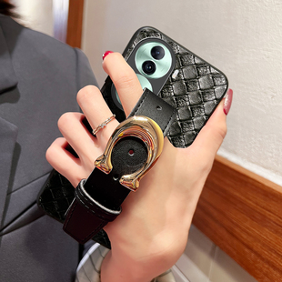 Icool适用reno15复古编织14pro便携腕带13手机壳12Pro支架11皮套oppoRENO10PRO保护套7se红色9外壳8/6/5硅胶