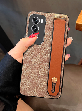 Icool适用reno13手机壳12pro复古腕带支架11保护套oppoRENO10PRO+手提皮8/6/5/4/3外壳9挂脖绳女7se全包硅胶