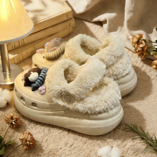 洞洞鞋加绒加厚毛绒内胆冬天棉套可拆卸适配crocs卡骆驰泡芙云朵