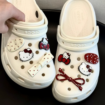 2025新款洞洞鞋配饰可爱kt猫鞋花