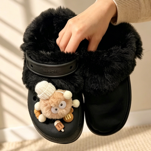 冬季crocs泡芙加绒加厚内胆免拆