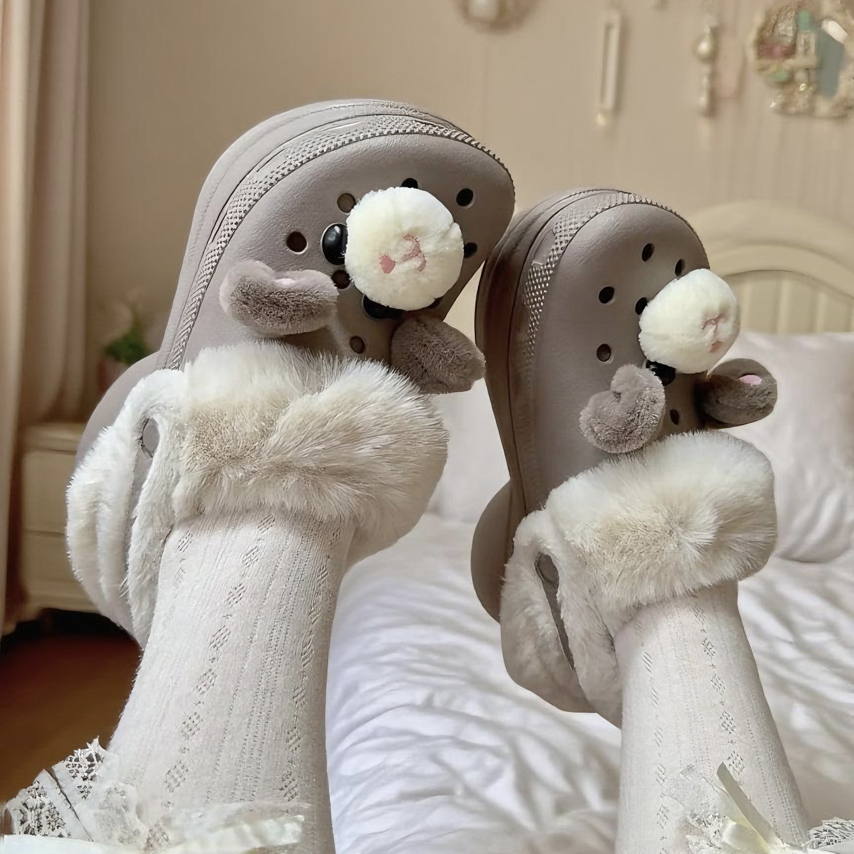 适配卡骆驰crocs洞洞鞋棉套内胆秋冬加绒加厚可拆卸儿童成人鞋套