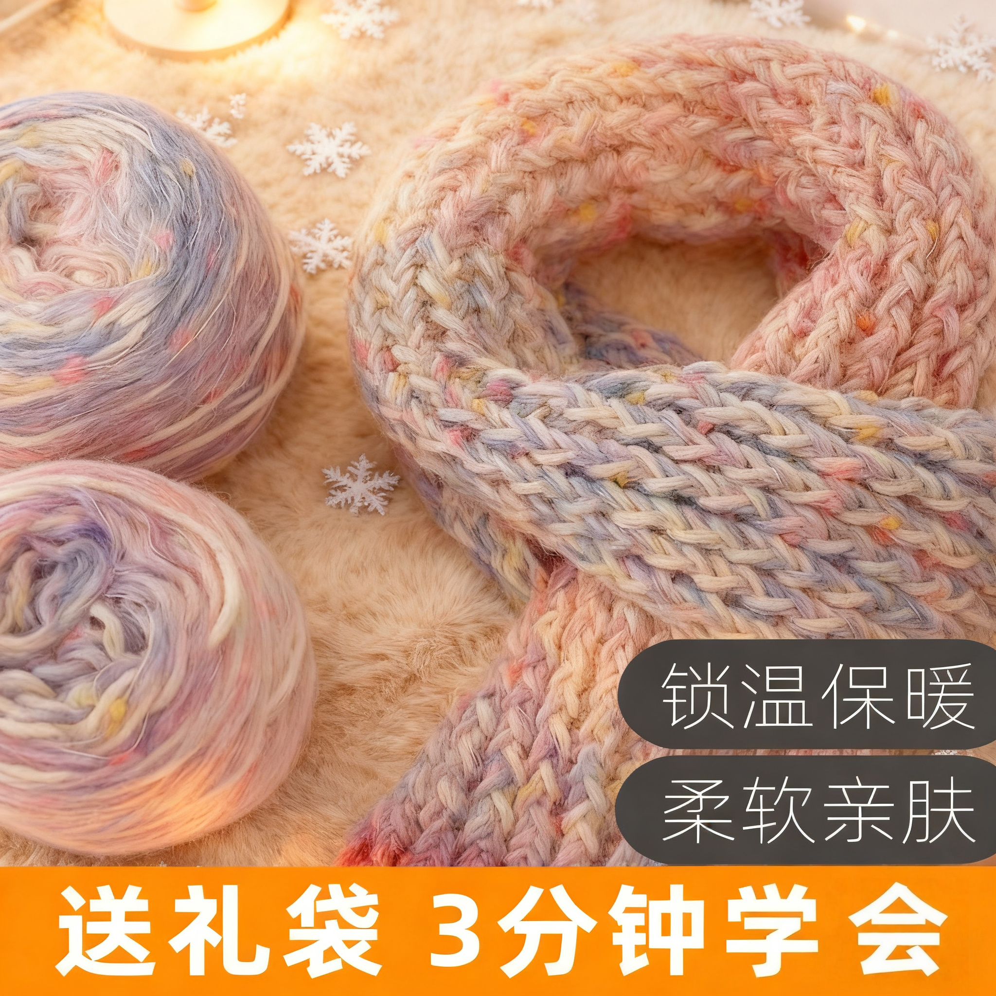 围巾渐变色毛线手工diy材料包神器豆豆线送女生闺蜜儿童妈妈礼物