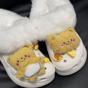 适配卡骆驰crocs洞洞鞋内胆云朵光轮秋冬加绒棉毛绒鞋套可拆卸女