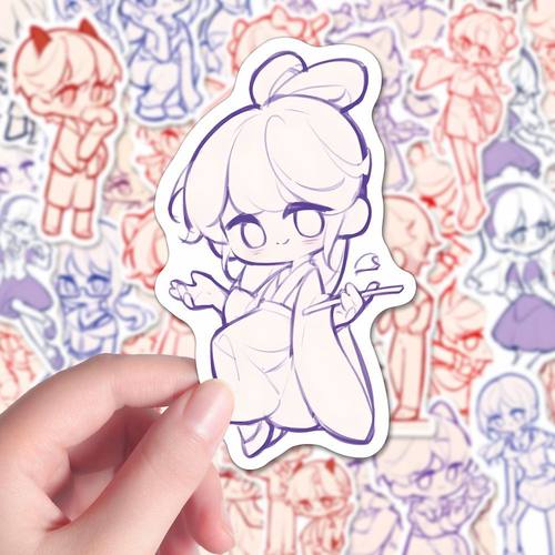 160张Q版动态素材贴纸卡通OC人体动态动态绘画临摹素材参考diy贴