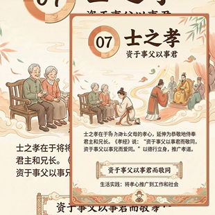 孝经儒家经典贴纸孝道智慧与做人根本国学智慧传统文化科普贴画
