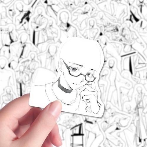 174张oc线稿素材贴纸ins风新款简约卡通创意oc动态速写参考贴画